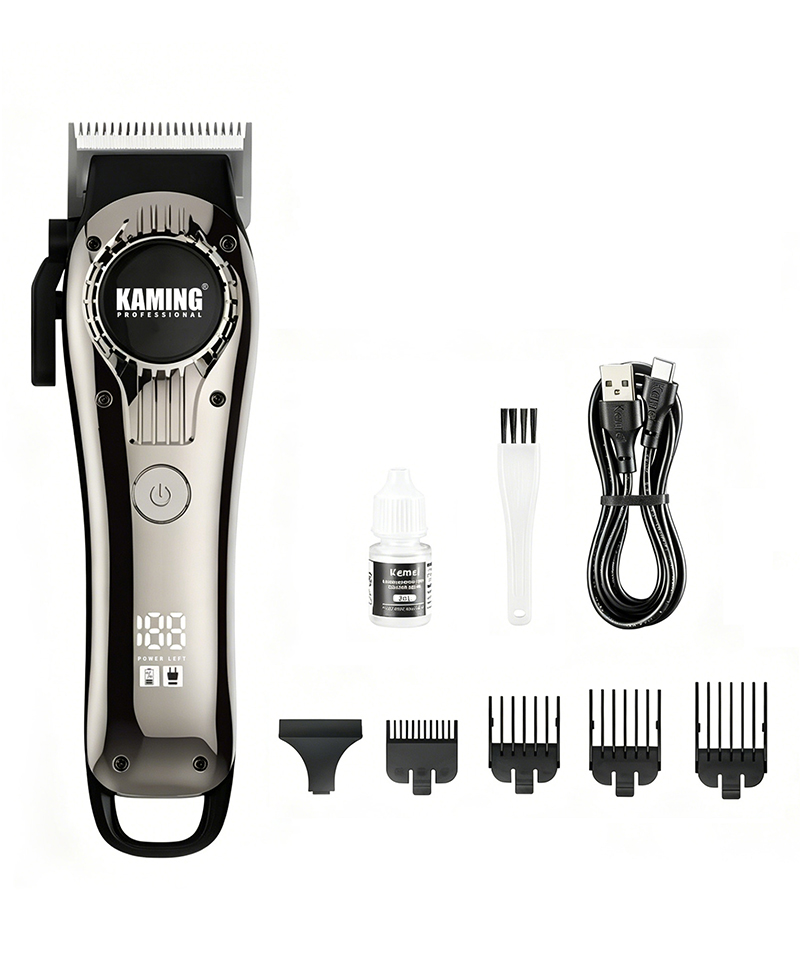 Kaming 1708 静かな電気バリカン、デジタルディスプレイ付きサロン使用のためのプロフェッショナルフェードクリッパー
